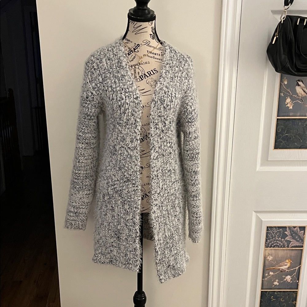 💗Cozy Gray Open-Front Sweater